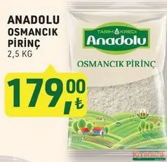 TARIM KREDİ ANADOLU OSMANCIK PİRİNÇ 2,5 KG fiyat ve kampanya bilgisi
